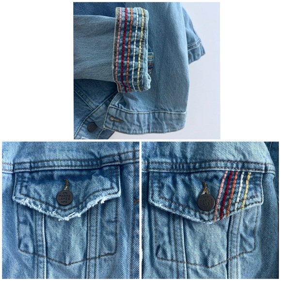 Marine Layer jacket coat size Small embroidered denim jean sun - Picture 8 of 10